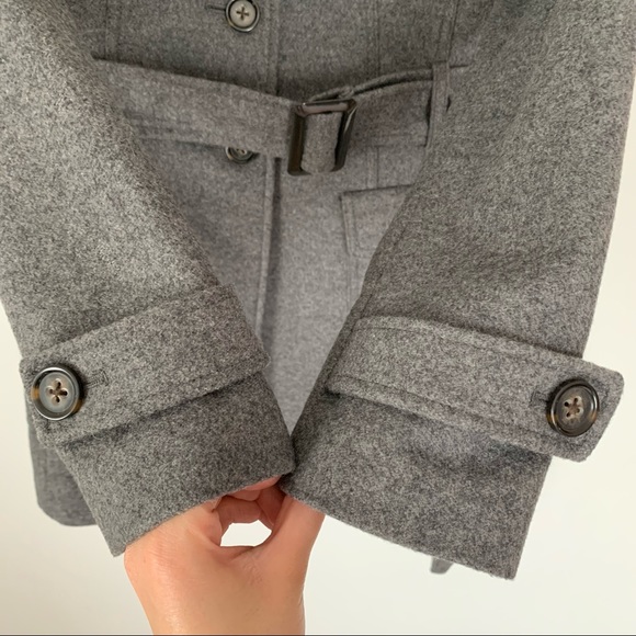 BANANA REPUBLIC Gray Italian Wool Belted Pea Coat Trench Coat - Picture 11 of 16